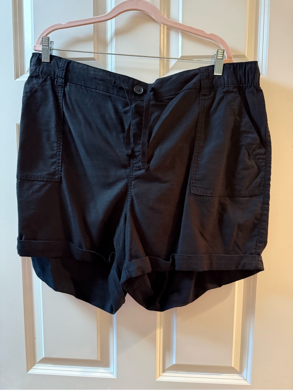 Lane Bryant Black Utility Roll-Hem Shorts